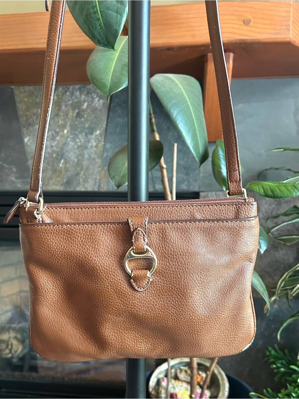 Lauren Ralph Lauren Anfield II Crossbody Bag Brown Vegan Leather Purse